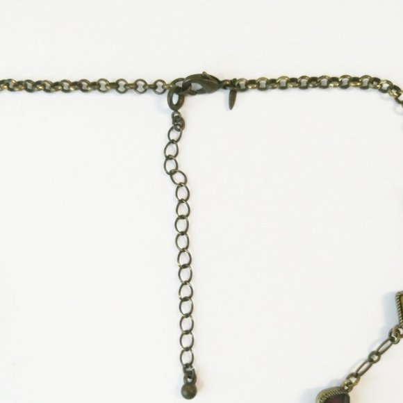 Vtg Avon Antique Gold Tone Multi Color Shape Bezel Set Station Necklace 34" - Picture 5 of 5